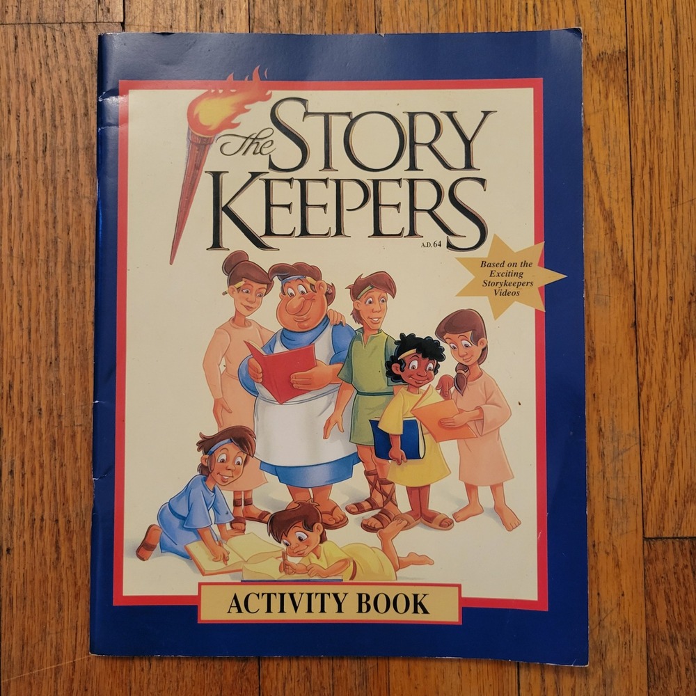 Zondervan Storykeepers Activity Book Blue Vintage 1996 Puzzles Coloring Kids